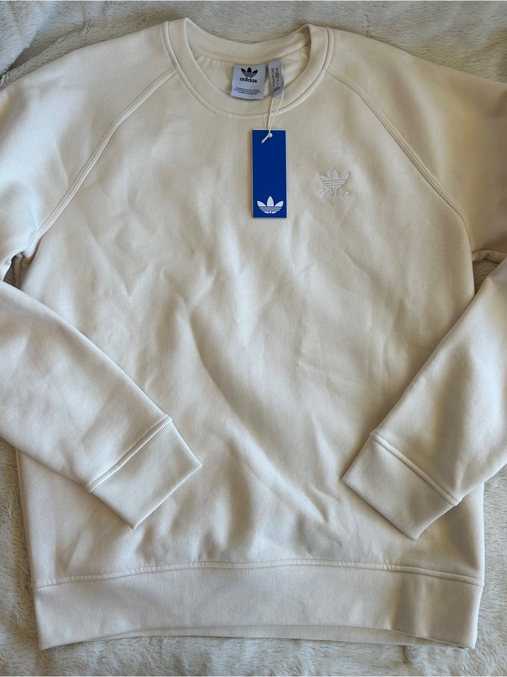NWT Men’s M Adidas Off-White Trefoil Crew Sweatshirt - Picture 6 of 9